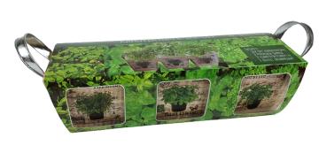 Starterset Kräutergarten aus Holz mit Saatgut (Thymian, Basilikum, Petersilie) & Nährmedium